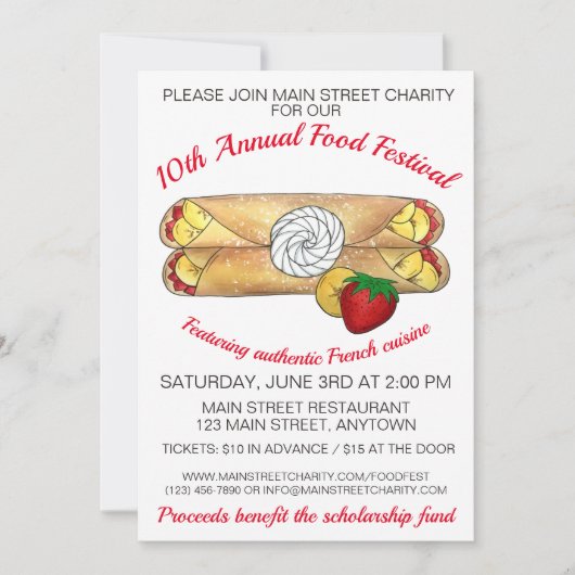 Crêpe Pancake Frankrijk Festival Crepes Kaart (Voorkant)