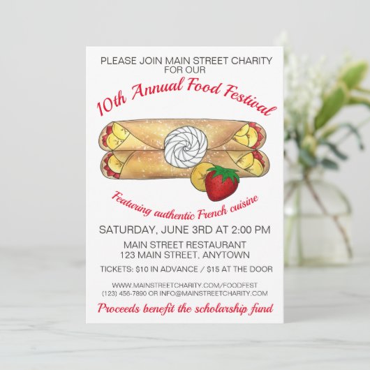 Crêpe Pancake Frankrijk Festival Crepes Kaart (Staand voorkant)