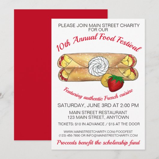 Crêpe Pancake Frankrijk Festival Crepes Kaart (Voorkant / Achterkant)