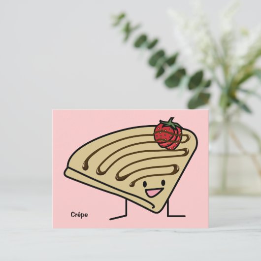 Crepe pasty Strawberry dessert chocolade Franse Briefkaart (Staand voorkant)