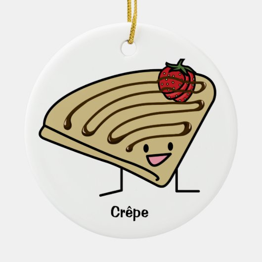 Crepe pasty Strawberry dessert chocolade Franse Keramisch Ornament (Voorkant)