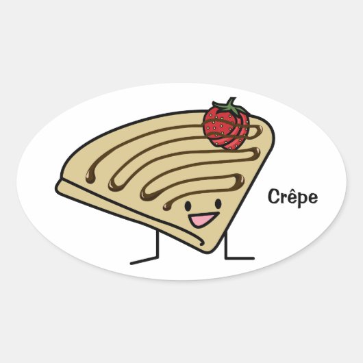 Crepe pasty Strawberry dessert chocolade Franse Ovale Sticker (Voorkant)