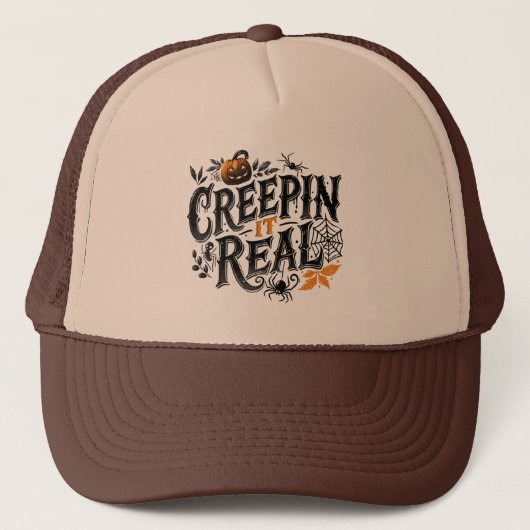 Crepping It Real Halloween Retro Design Trucker Pet (Voorkant)