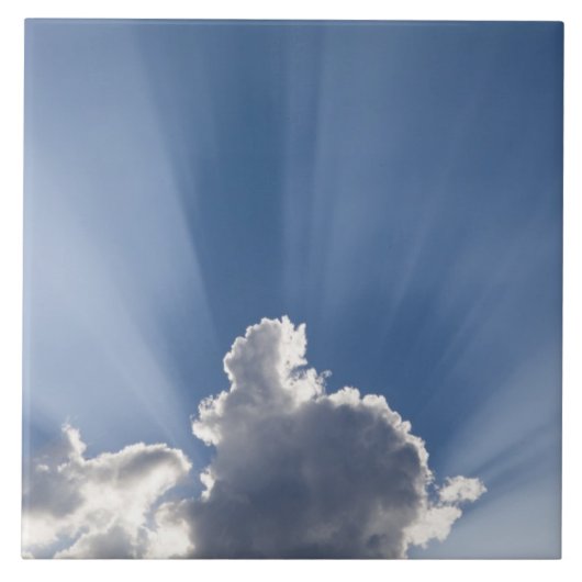 Crepusculaire of Gods rays strekken voorbij de wol Tegeltje (Voorkant)