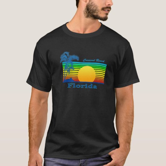 Crescent Beach Florida Retro Tropical Beach Sunset T-shirt (Voorkant)