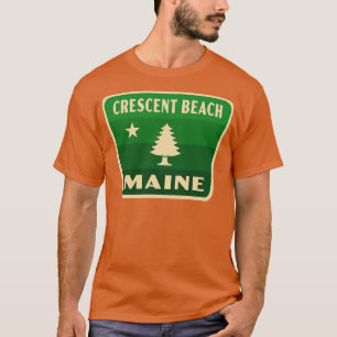 Crescent Beach Maine Retro Pine Tree Badge Groen T-shirt