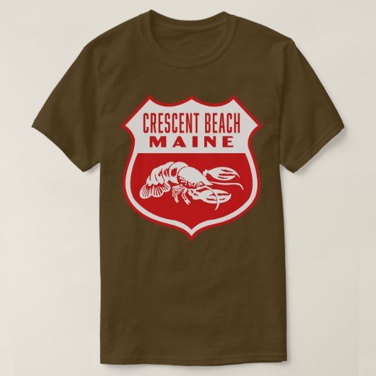 Crescent Beach Maine Retro Shield Wit T-shirt (Design voorkant)