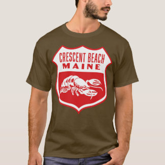 Crescent Beach Maine Retro Shield Wit T-shirt