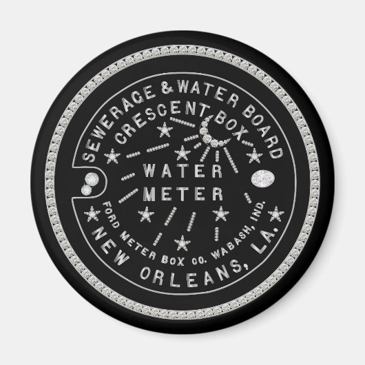 Crescent City Water Meter Hoesje Faux Diamonds Magneet (Voorkant)