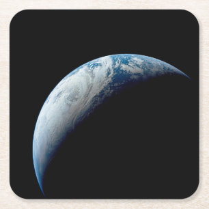 Crescent Earth genomen van de Apollo 4 missie. Kartonnen Onderzetters