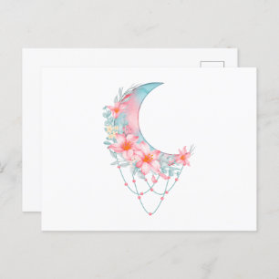 Crescent Floral Moon Briefkaart