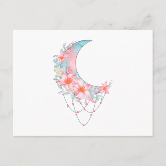 Crescent Floral Moon Briefkaart (Voorkant)