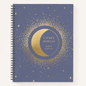 Crescent Gold Moon Gepersonaliseerd Monogram Notit Notitieboek (Voorkant)
