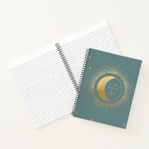 Crescent Gold Moon Gepersonaliseerd Monogram Notit Notitieboek