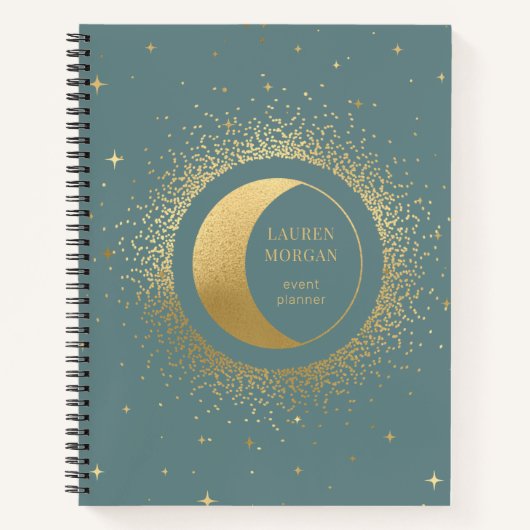Crescent Gold Moon Gepersonaliseerd Monogram Notit Notitieboek (Voorkant)