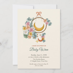 Crescent Hoop Mobiele Boho Baby Shower Uitnodiging