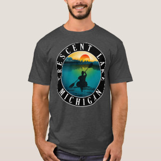 Crescent Lake Kayaking Michigan zonsondergang T-shirt