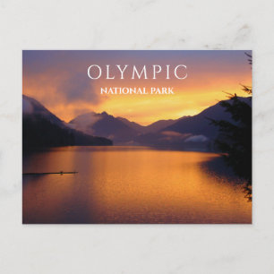 Crescent Lake, Zonsondergang, Olympic National Par Briefkaart