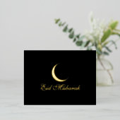 Crescent Luxury Gold Foil Eid Mubarak Kaart (Staand Voorkant)