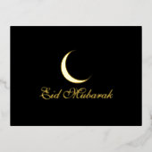 Crescent Luxury Gold Foil Eid Mubarak Kaart (Voorkant)