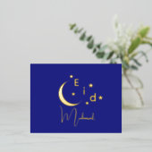 Crescent Luxury Gold Foil Eid Mubarak Kaart (Staand Voorkant)