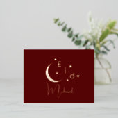 Crescent Luxury Gold Foil Eid Mubarak Kaart (Staand Voorkant)