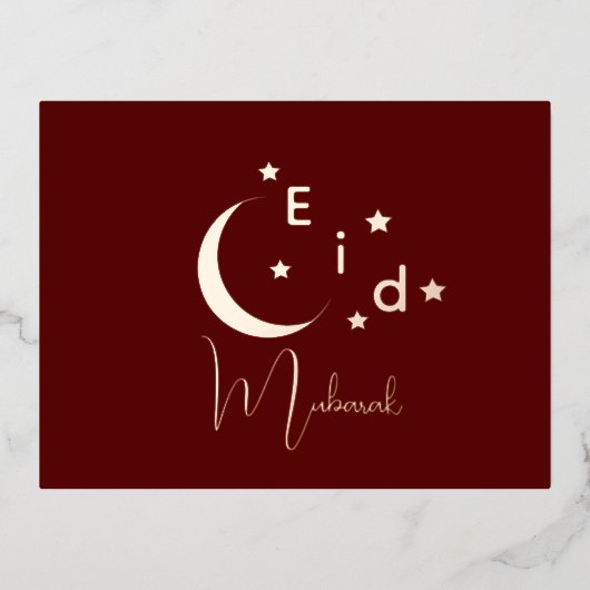 Crescent Luxury Gold Foil Eid Mubarak Kaart (Voorkant)