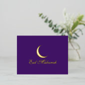 Crescent Luxury Gold Foil Eid Mubarak Kaart (Staand Voorkant)