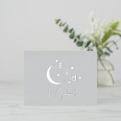 Crescent Luxury Silver Foil Eid Mubarak Kaart (Staand Voorkant)