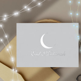 Crescent Luxury Silver Foil Eid Mubarak Kaart