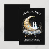 Crescent maan bruids paar silhouet celestisch save the date (Voorkant / Achterkant)