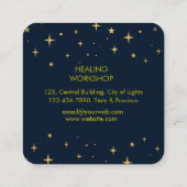 Crescent Maan Mystic Lotus Bloem Healing Energie Vierkante Visitekaartje (Achterkant)