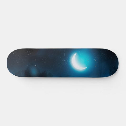 Crescent maan over bosrivier persoonlijk skateboard (Horizontaal)