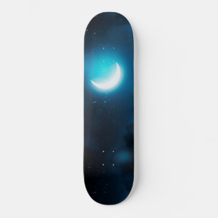 Crescent maan over bosrivier persoonlijk skateboard