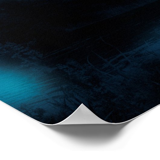 Crescent maan over bosrivier poster (Hoek)