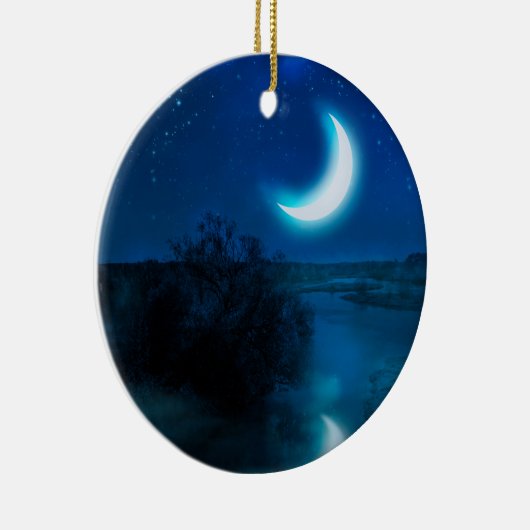 Crescent maan over rivier in valley keramisch ornament (Rechts)