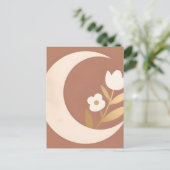 Crescent Maan Tulp Bloem Minimaal Briefkaart (Staand voorkant)