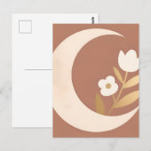 Crescent Maan Tulp Bloem Minimaal Briefkaart (Voorkant / Achterkant)