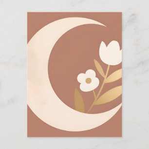 Crescent Maan Tulp Bloem Minimaal Briefkaart
