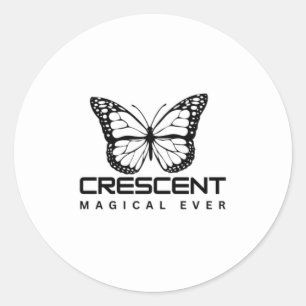 CRESCENT MAGICAL FOREVER VLINDER ZWART WIT RONDE STICKER