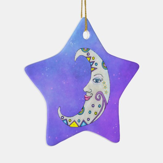 Crescent Moon Abstracte Decorting Star Keramisch Ornament (Rechts)