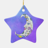 Crescent Moon Abstracte Decorting Star Keramisch Ornament (Voorkant)