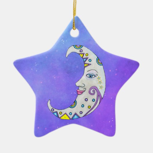  Crescent Moon Abstracte Decorting Star Keramisch Ornament (Voorkant)