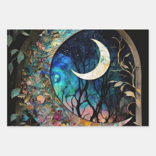 Crescent Moon Alcohol Ink Inpakpapier Vel