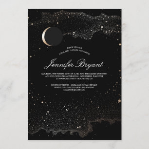 Crescent Moon and Night Stars Baby shower Kaart