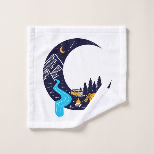 Crescent Moon Avontuur Camping Bad Handdoek (Wasdoekje)