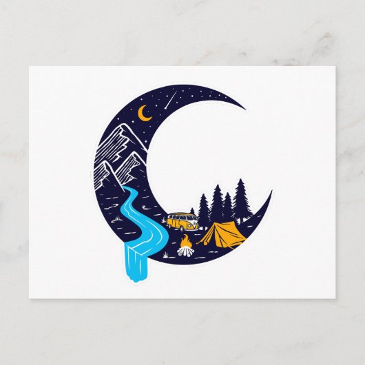 Crescent Moon Avontuur Camping Briefkaart (Voorkant)