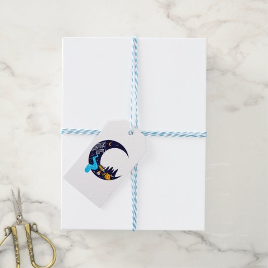 Crescent Moon Avontuur Camping Cadeaulabel (Met Touw)