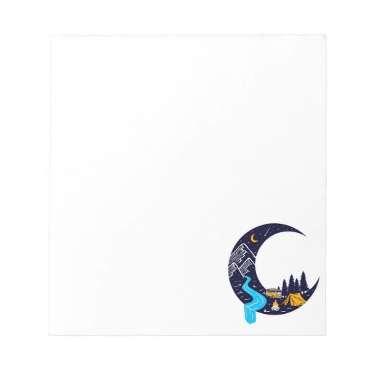Crescent Moon Avontuur Camping Notitieblok (Voorkant)