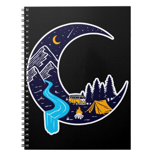 Crescent Moon Avontuur Camping Notitieboek (Voorkant)